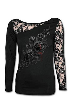 Spiral Fatal Attraction Lace Sleeve Gothic Top